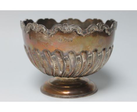 A HALLMARKED SILVER BOWL BY WILLIAM HUTTON &amp; SONS - LONDON 1894, on footed base with curved half fluted decoration and ni