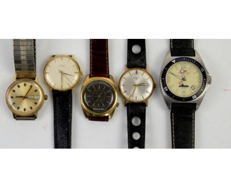 Poljot Red October automatic Special Edition wristwatch No 804, cream dial with Arabic numerals and baton markers, minute tra