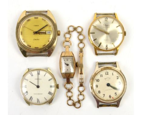 Timex Electric watch, Oris Super 17 jewel watch, Ingersoll watch, Services 5 jewel watch, ladies Tank style Rone seven wristw