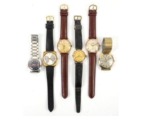 Six watches; including a Hislon 17 Rubis, a Zelma De Luxe, a vintage Timex, Citizen, Smiths Empire watch and Sekonda wristwat