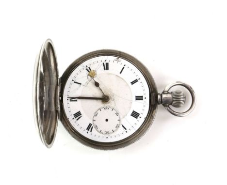 Full hunter top wind silver pocket watch, with import marks for London 1819, with spiralling engine turned decoration       D