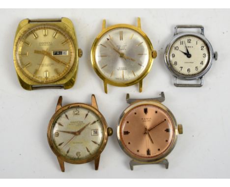Five watches, including a Rama, Poljot 29 Jewel De Luxe automatic, Ingersoll automatic, Timex and an Orator (5)       Rama, P