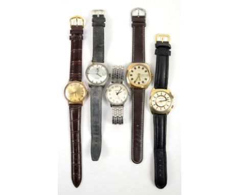 Tissot Visodate Seastar PR 516 automatic wristwatch, with a Lux Geneve watch, a Timex watch, a Saxon watch and a Poljot wrist