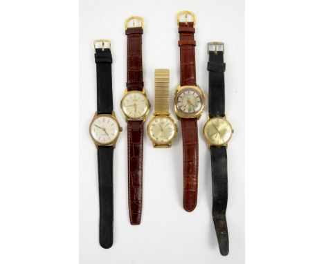 Poljot 18 jewel wristwatch, Rotary watch with champagne dial, Timex watch, Roamer Standard watch, and a Greville watch  (5)  