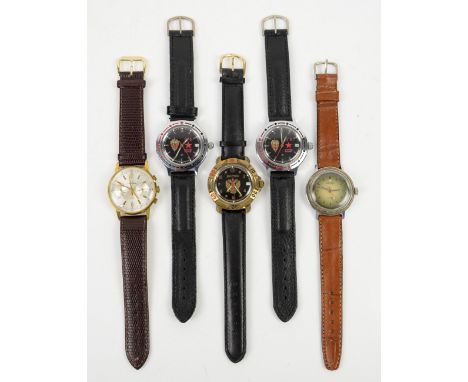 Two Vostock Amphibia KTB automatic wristwatches, another Vostock watch with Eagle to dial, vintage Swiss Emperor 17 jewels wa