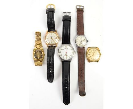 Omega ladies automatic wrist watch with tobacco dial, baton hour markers and bracelet strap, an Accurist 21 jewel automatic w