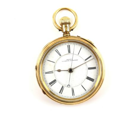 Victorian open faced pocket watch, enamel dial marked Sewell London &amp; Liverpool, with Roman numerals and minute track, me