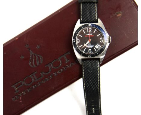 Russian Poljot International Red October gentleman's wristwatch, special edition number 612, stainless steel case, black face
