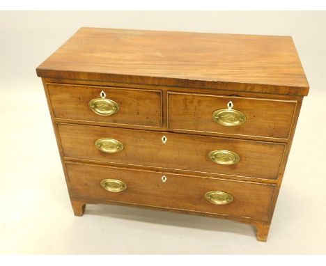 An early 19thC mahogany chest, of two short and two long drawers, on bracket feet, 92cm wide