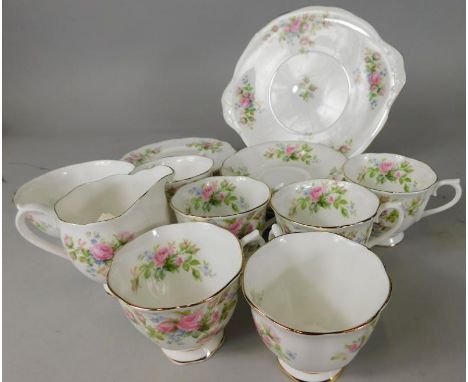 A Royal Albert Moss Rose pattern part tea service