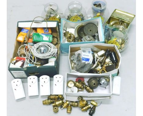 A large quantity of brass and other light fittings etc.