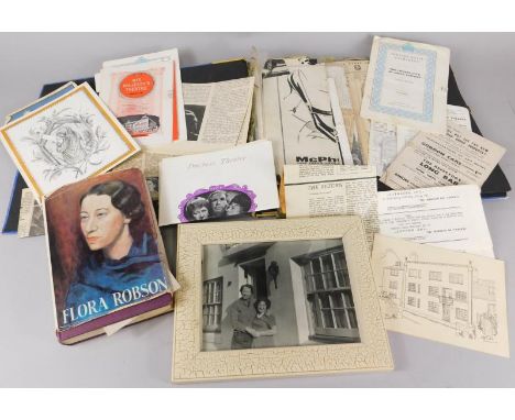 A collection of photographs and ephemera, some signed, each relating to 20thC actresses, mainly Dame Flora Robson (1902-1984)
