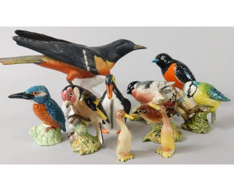 A Goebel porcelain bird, various Beswick birds etc.