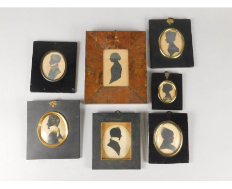 A collection of 19thC and later monochrome silhouettes, various cities to include Captain Benjamin Chapman of the 9th Light D