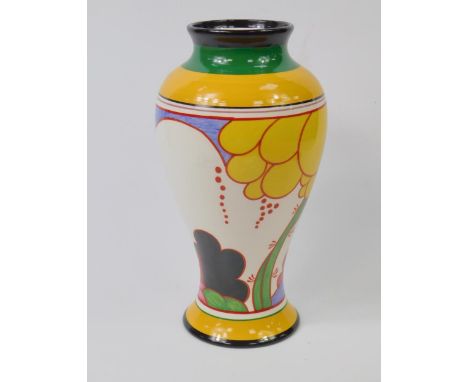 A Wedgwood Clarice Cliff Collection baluster vase, with painted 'Summerhouse' decoration, 30cm high.