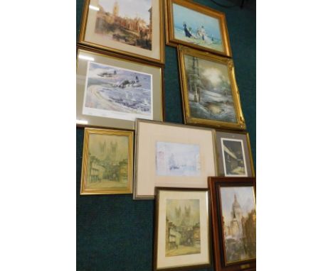 Roy Fisk.  The Evening Light, James Street, Lincoln, artist signed print, and various other prints to include Lincoln