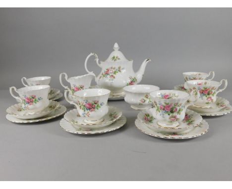 A Royal Albert Moss Rose pattern part tea service