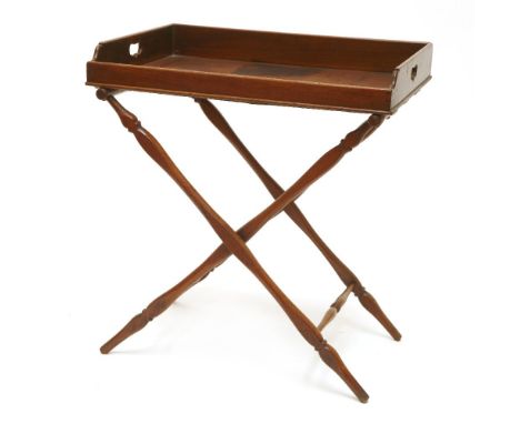 A mahogany butler's tray and stand,19th century,tray 75 x 55cm83cm high (2)