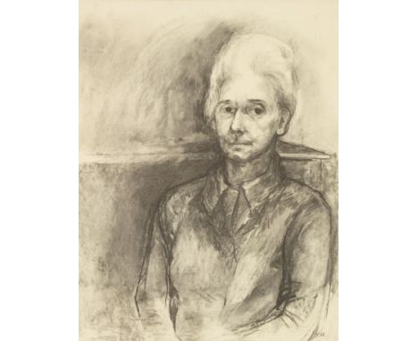 *Sheila Fell RA (1931-1979)PORTRAIT OF THE ARTIST'S MOTHER, MRS ANNIE FELL, c.1969/70Signed l.r., charcoal71 x 54cmExhibited: