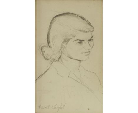 *Carel Weight RA (1908-1997)PORTRAIT SKETCH OF ENID, BUST LENGTHSigned l.l., pencil21.5 x 12cm*Artist's Resale Right may appl