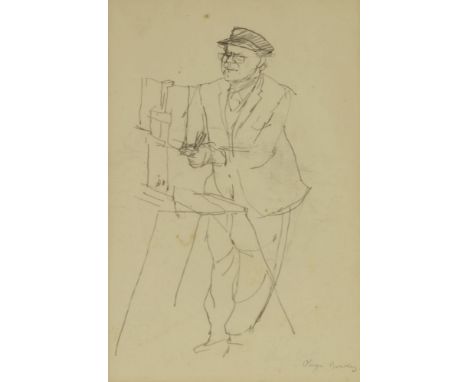 *Olwyn Bowey RA (b.1936)PORTRAIT OF CAREL WEIGHT AT HIS EASELSigned l.r., pencil30 x 18.5cm*Artist's Resale Right may apply t