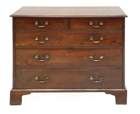 A George III mahogany chest,of two short and three long drawers, on bracket feet,103cm wide53cm deep83cm high