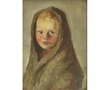 Robert Bell Vallance ARSA (Scottish, fl.1885-1901)'A SCOTCH BAIRN'Signed and inscribed with title verso, oil on board13 x 10.