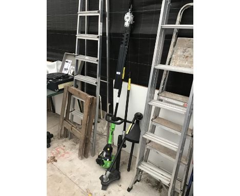 A LONG REACH PETROL MULTI-TOOL TO INCLUDE A HEDGECUTTER, CHAINSAW, STRIMMER AND FURTHER CUTTER ATTACHMENT 