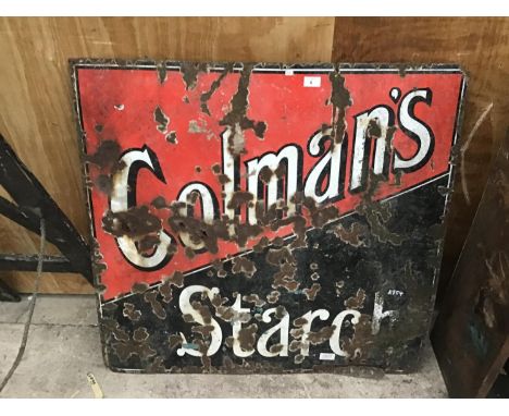 A VINTAGE ENAMEL 'COLMANS STARCH' SIGN 