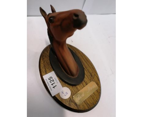 A MATT BROWN BESWICK 'RED RUM' HORSE BUST CERAMIC MODEL 