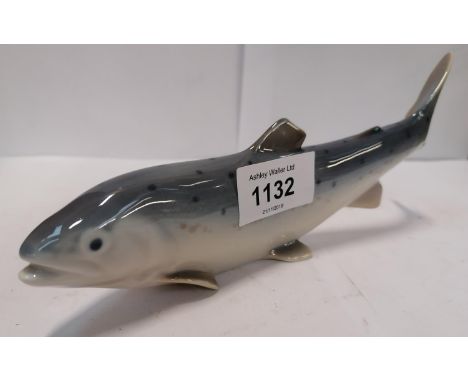A ROYAL COPENHAGEN CERAMIC GLOSS TROUT FISH MODEL, STAMPED 2671 