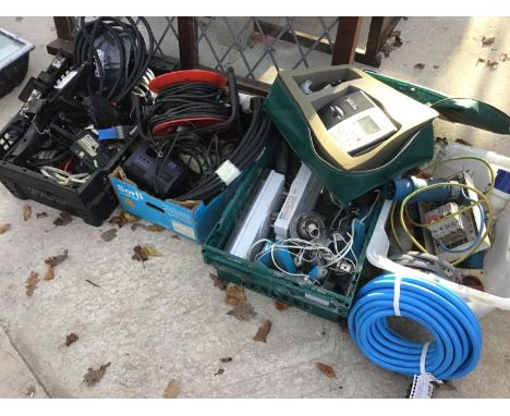 VARIOUS ITEMS TO INCLUDE EXTENSION CABLES, LIGHTING, WIRE ETC 