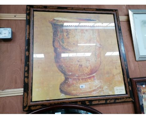 A LARGE MODERN FRAMED PRINT OF AN URN 