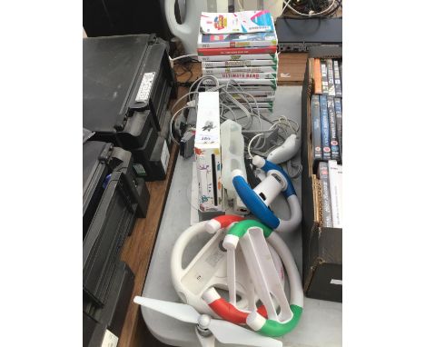A NINTENDO WII CONSOLE, GAMES, CONTROLLERS ETC 