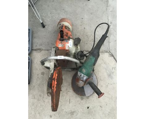 A STIHL TS350 SUPER CUTTER (NOT TESTED) AND A LARGE PARKSIDE ANGLE GRINDER IN WORKING ORDER 