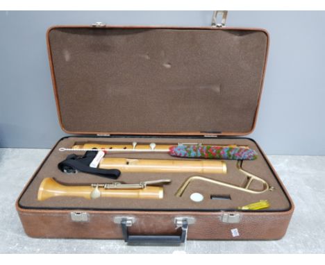 A Moeck Flauto Dolce Barok wooden recorder in fitted leather effect case.