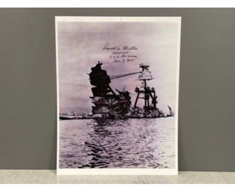 Signed photograph by Donald G Stratton survivor of the USS ARIZONA at Pearl Harbour dec 7th 1941
