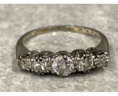 18ct white gold 5 stone diamond ring. Approx .50cts size J 2.5g