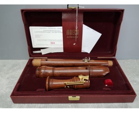A Moeck Flauto Dolce wooden recorder in fitted case, with certificate.