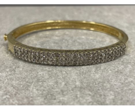 14ct Gold Diamond bangle approx 2.5cts 17.8g