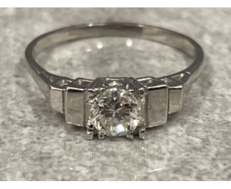 18ct white Gold Diamond solitaire ring. Approx .60cts size M 2.6g