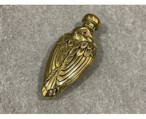 18ct gold plated perfume bottle in the form of a Bird with Ruby eyes