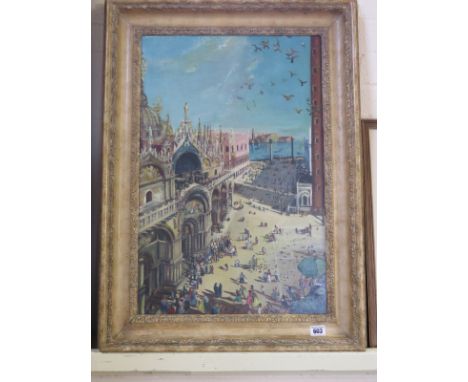 An oil on canvas - St Marks Square, Venice - 1959 M Davidson  - 39cm x 59cm 