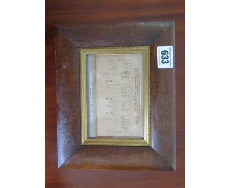 An interesting manuscript of musical bars with title - alla minuetto ma poco piu lento - the mount inscribed - Munich Aug 11 