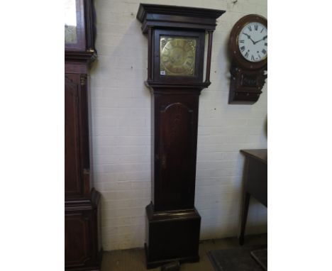 A 18th century 30 hour longcase clock with a 10" brass dial and single hand in an oak case with a good patina - Height 192cm 