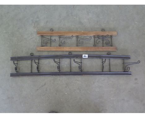 Two unusual folding coat racks for wall hanging - 74cm x 13cm x 3cm 