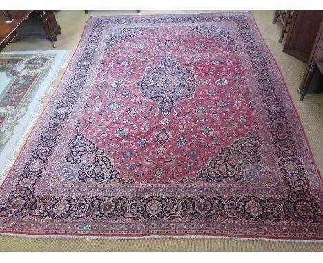 An early 20th century Persian Keshan rose ground very fine handmade carpet - 3.90m x 2.75m