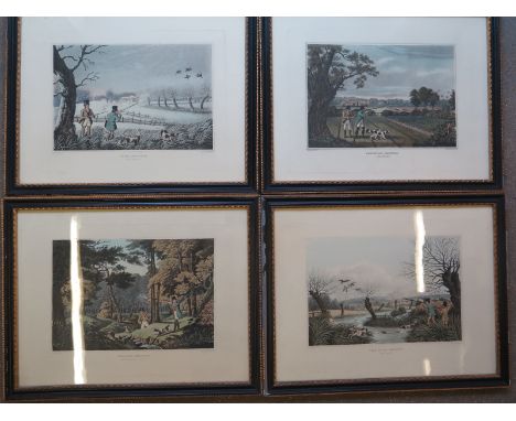 A set of four Hunting prints, one of Cowley, two of Uxbridge and of Black Park