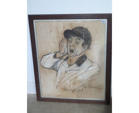 Tome Browne - a charcoal sketch entitled - Tally Ol - 80cm x 65cm in an oak frame 
Condition report: No obvious damage paper 