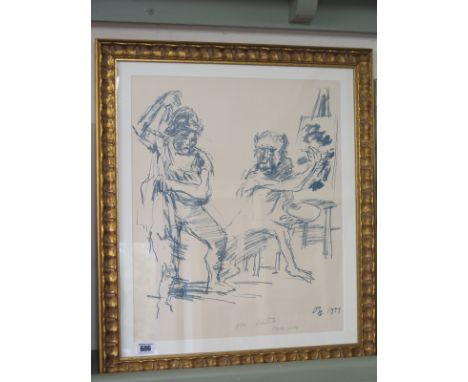 Osjar Kokoshka - hand signed printers proof lithograph 1959 - The Action Painter - Image size 48cm x 40cm - Framed size 59cm 